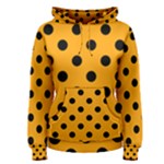 Polka Dots - Black on Dark Tangerine Orange Women s Pullover Hoodie