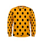 Polka Dots - Black on Dark Tangerine Orange Kid s Sweatshirt