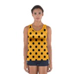 Polka Dots - Black on Dark Tangerine Orange Women s Sport Tank Top