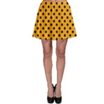 Polka Dots - Black on Dark Tangerine Orange Skater Skirt