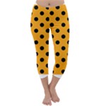 Polka Dots - Black on Dark Tangerine Orange Capri Winter Leggings