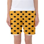 Polka Dots - Black on Dark Tangerine Orange Women s Basketball Shorts