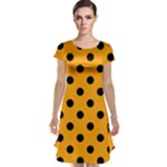 Polka Dots - Black on Dark Tangerine Orange Cap Sleeve Nightdress