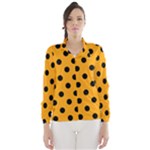 Polka Dots - Black on Dark Tangerine Orange Wind Breaker (Women)