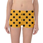 Polka Dots - Black on Dark Tangerine Orange Boyleg Bikini Bottoms