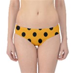 Polka Dots - Black on Dark Tangerine Orange Hipster Bikini Bottoms