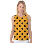 Polka Dots - Black on Dark Tangerine Orange Women s Basketball Tank Top