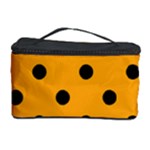 Polka Dots - Black on Dark Tangerine Orange Cosmetic Storage Case