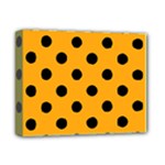 Polka Dots - Black on Dark Tangerine Orange Deluxe Canvas 14  x 11  (Stretched)