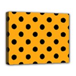Polka Dots - Black on Dark Tangerine Orange Deluxe Canvas 20  x 16  (Stretched)