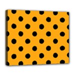 Polka Dots - Black on Dark Tangerine Orange Deluxe Canvas 24  x 20  (Stretched)