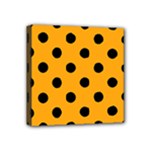 Polka Dots - Black on Dark Tangerine Orange Mini Canvas 4  x 4  (Stretched)