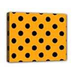 Polka Dots - Black on Dark Tangerine Orange Canvas 10  x 8  (Stretched)