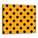 Polka Dots - Black on Dark Tangerine Orange Canvas 24  x 20  (Stretched)
