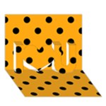 Polka Dots - Black on Dark Tangerine Orange I Love You 3D Greeting Card (7x5)