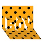 Polka Dots - Black on Dark Tangerine Orange BOY 3D Greeting Card (7x5)