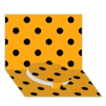 Polka Dots - Black on Dark Tangerine Orange Circle Bottom 3D Greeting Card (7x5)