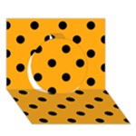 Polka Dots - Black on Dark Tangerine Orange Circle 3D Greeting Card (7x5)