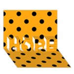 Polka Dots - Black on Dark Tangerine Orange HOPE 3D Greeting Card (7x5)