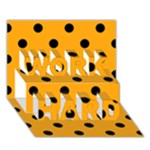 Polka Dots - Black on Dark Tangerine Orange WORK HARD 3D Greeting Card (7x5)
