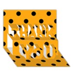 Polka Dots - Black on Dark Tangerine Orange THANK YOU 3D Greeting Card (7x5)
