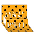 Polka Dots - Black on Dark Tangerine Orange Get Well 3D Greeting Card (7x5)