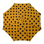 Polka Dots - Black on Dark Tangerine Orange Golf Umbrella