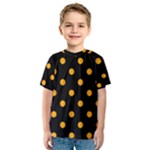 Polka Dots - Dark Tangerine Orange on Black Kid s Sport Mesh Tee