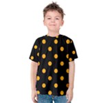 Polka Dots - Dark Tangerine Orange on Black Kid s Cotton Tee