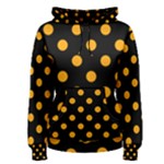 Polka Dots - Dark Tangerine Orange on Black Women s Pullover Hoodie