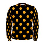 Polka Dots - Dark Tangerine Orange on Black Men s Sweatshirt