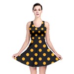 Polka Dots - Dark Tangerine Orange on Black Reversible Skater Dress
