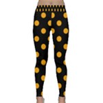Polka Dots - Dark Tangerine Orange on Black Yoga Leggings