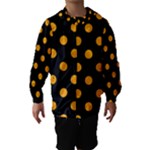 Polka Dots - Dark Tangerine Orange on Black Hooded Wind Breaker (Kids)