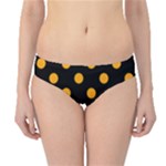 Polka Dots - Dark Tangerine Orange on Black Hipster Bikini Bottoms