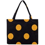 Polka Dots - Dark Tangerine Orange on Black Mini Tote Bag