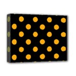 Polka Dots - Dark Tangerine Orange on Black Deluxe Canvas 14  x 11  (Stretched)