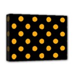 Polka Dots - Dark Tangerine Orange on Black Deluxe Canvas 16  x 12  (Stretched)