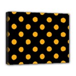 Polka Dots - Dark Tangerine Orange on Black Deluxe Canvas 20  x 16  (Stretched)
