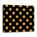 Polka Dots - Dark Tangerine Orange on Black Deluxe Canvas 24  x 20  (Stretched)