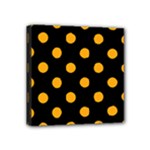Polka Dots - Dark Tangerine Orange on Black Mini Canvas 4  x 4  (Stretched)
