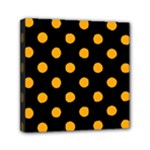 Polka Dots - Dark Tangerine Orange on Black Mini Canvas 6  x 6  (Stretched)