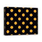 Polka Dots - Dark Tangerine Orange on Black Canvas 10  x 8  (Stretched)