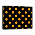 Polka Dots - Dark Tangerine Orange on Black Canvas 16  x 12  (Stretched)
