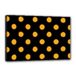 Polka Dots - Dark Tangerine Orange on Black Canvas 18  x 12  (Stretched)