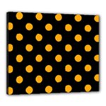 Polka Dots - Dark Tangerine Orange on Black Canvas 24  x 20  (Stretched)