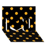 Polka Dots - Dark Tangerine Orange on Black I Love You 3D Greeting Card (7x5)