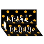 Polka Dots - Dark Tangerine Orange on Black Best Friends 3D Greeting Card (8x4)