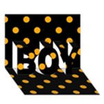 Polka Dots - Dark Tangerine Orange on Black BOY 3D Greeting Card (7x5)