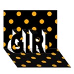 Polka Dots - Dark Tangerine Orange on Black GIRL 3D Greeting Card (7x5)